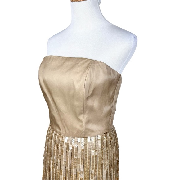 Liancarlo Vintage Beaded Sequin Silk Formal Evening Gown SZ 8 Champagne Gold - Picture 6 of 17